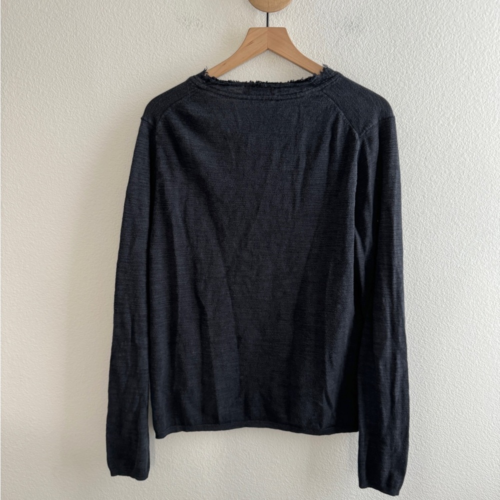 Sandro Navy Knit Sweater Hoodie - Picture 6 of 9